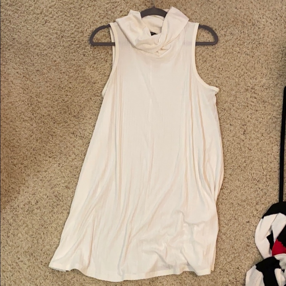 Turtle neck white flowy dress